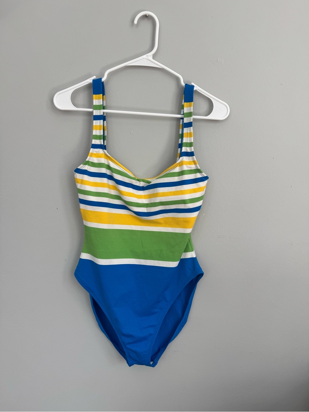 La Blanca Women’s Striped One-Piece Swimsuit in Blue, Green & Yellow